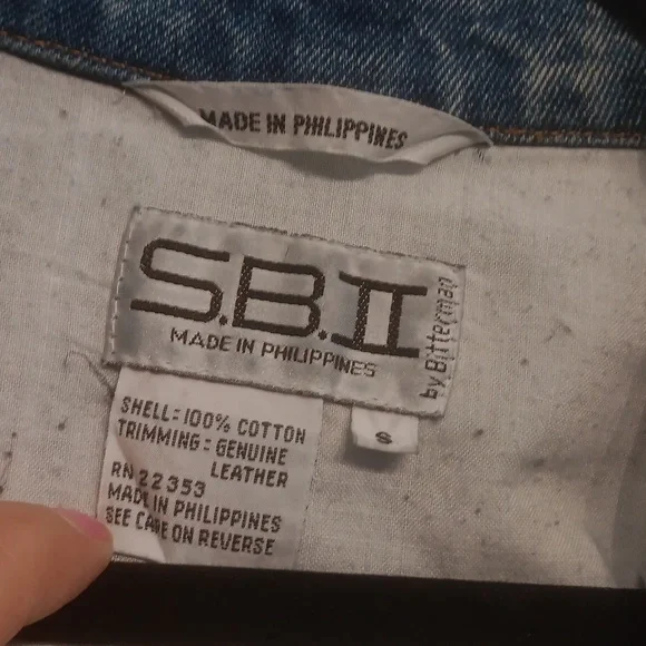 SB ll by Bitterman leather fringe Denim Jacket Vintage BOHO small - Picture 7 of 15